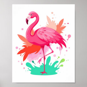 Aquarell Pink Flamingo Malerei Poster