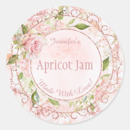Aquarell Pink Floral Jelly Jam Jar Backbäckerei Runder Aufkleber