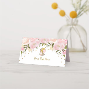 Aquarell Pink Gold Reise Adventure Baby Dusche Platzkarte