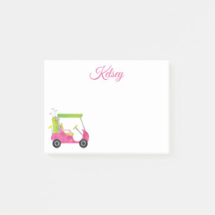Aquarell Pink Golf Cart Personalisiert Post-it Klebezettel