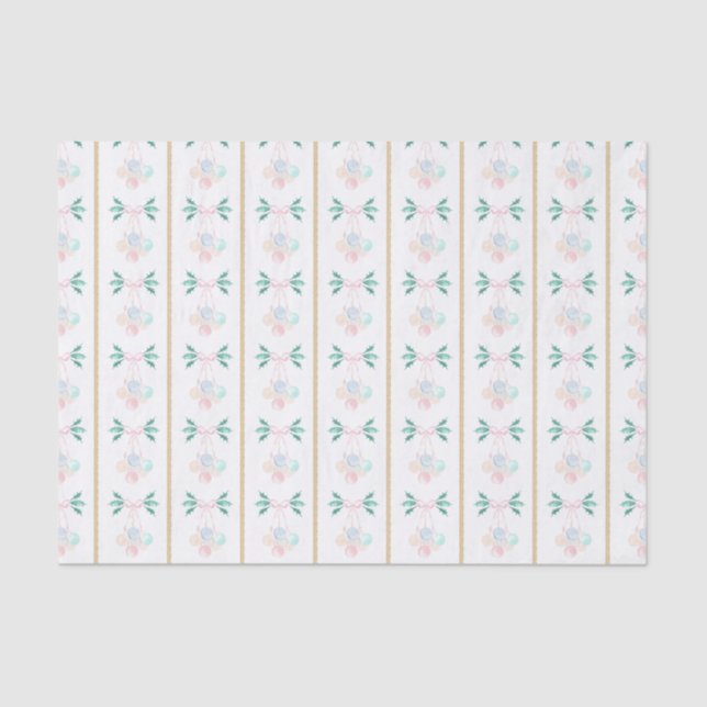 Aquarell Pink & Green Weihnachten Grandmillennial Seidenpapier (Vorderseite)