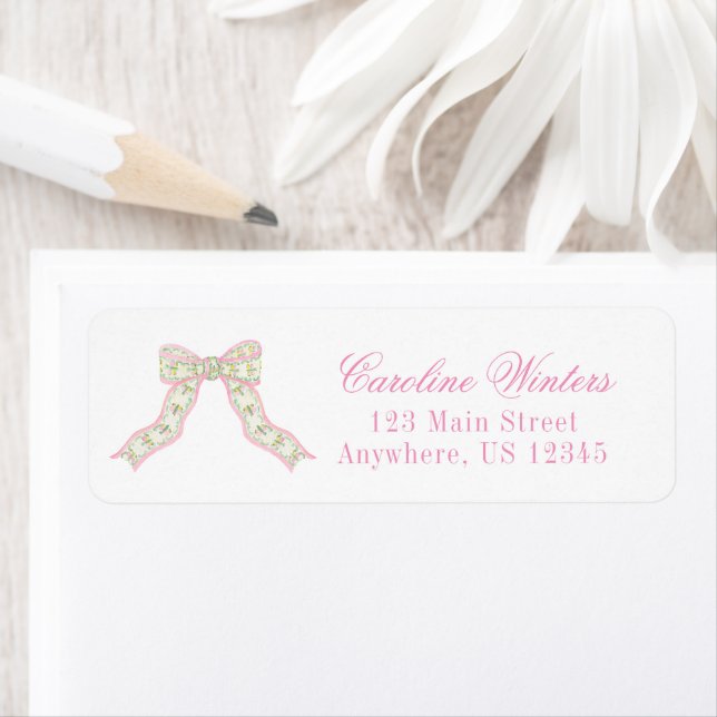 Aquarell Pink & Green Weihnachtsschmetterling Bow (Insitu)