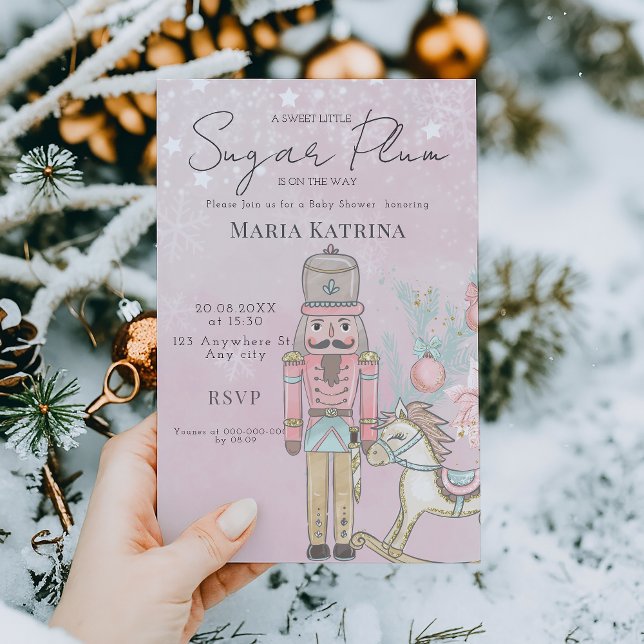 Aquarell Pink Nutcracker Kinderdusche Weihnachten Einladung (Von Creator hochgeladen)
