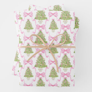 Aquarell Pink Nutcracker Weihnachtsbaum Geschenkpapier Set
