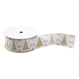 Aquarell Pink Nutcracker Weihnachtsbaum Ripsband