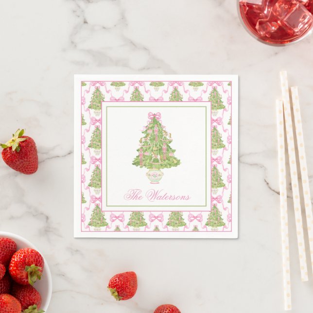 Aquarell Pink Nutcracker Weihnachtsbaum Serviette (Beispiel)
