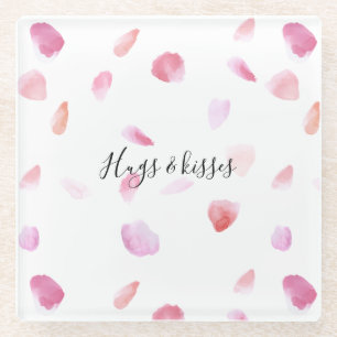 Aquarell Pink Peach Rose Petals Glasuntersetzer