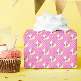 Aquarell Pink Polka Dots Beach Balls Geschenkpapier