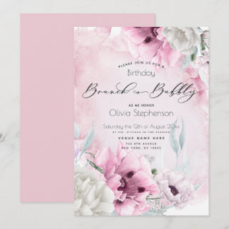 Aquarell Pink Poppy Geburtstag Einladung