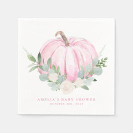 Aquarell Pink Pumpkin Autumn Baby Dusche Serviette