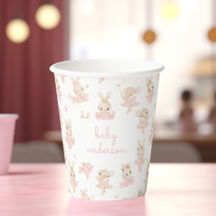 Aquarell Pink Rabbit Ballerina Tutu Kinderdusche Pappbecher