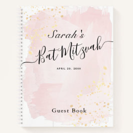 Aquarell Pink x Gold Bat Mitzvah Gästebuch Notizbuch