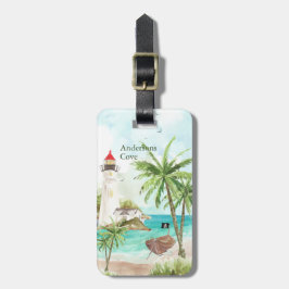 Aquarell-Piratenbucht Sommer Gepäckanhänger
