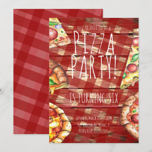 Aquarell-Pizza-Karotten-Geburtstagsfeier-Restauran Einladung