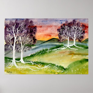 Aquarell-Plakatdruck der Schauer 2 surrealer Poster