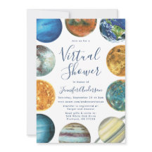 Aquarell Planets Virtual Baby Dusche