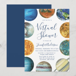 Aquarell Planets Virtual Baby Dusche Einladung
