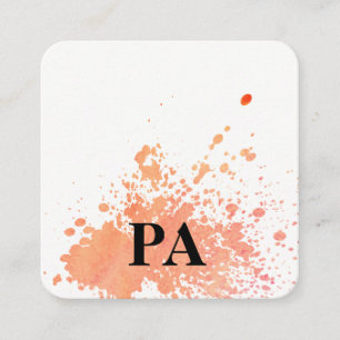 Aquarell Platsch / Monogramm Quadratische Visitenkarte