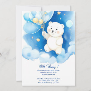 Aquarell Polar Bear Boy Kinderdusche Einladung