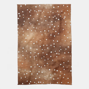 Aquarell-Polka-Dot in Kaffee-Braun und Weiß (2) Geschirrtuch