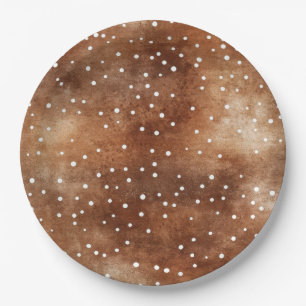 Aquarell-Polka-Dot in Kaffee-Braun und Weiß (2) Pappteller