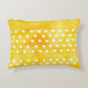 Aquarell-Polka-Dots - Erdiges Gelb und Weiß (1) Dekokissen