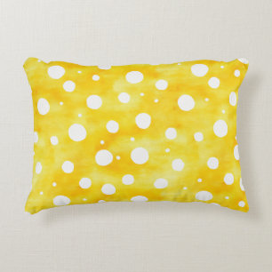Aquarell-Polka-Dots - Erdiges Gelb und Weiß (2) Dekokissen