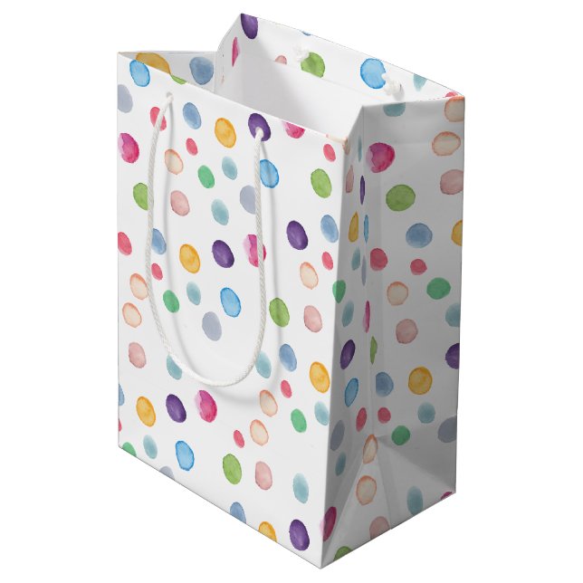 Aquarell Polka Dots Mittlere Geschenktüte (Rückseite Schrägansicht)
