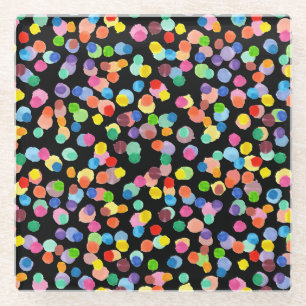 Aquarell-Polka-Punkte, Osterhintergrund. Glasuntersetzer