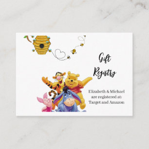 Aquarell-Pooh-Baby-Shower-Geschenkliste Begleitkarte