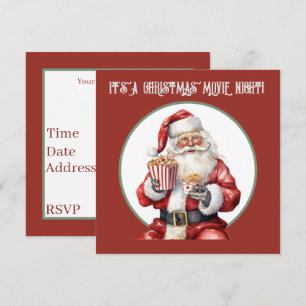 Aquarell Popcorn Santa Film Einladung