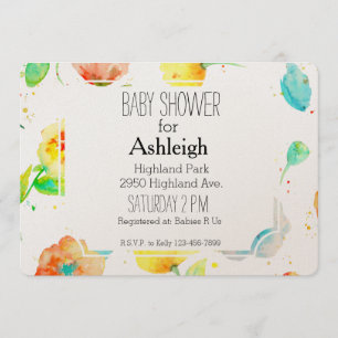 Aquarell Poppies Babydusche Einladung
