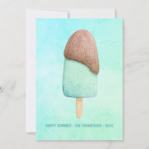 Aquarell-Popsicle-Sommer-Familienfoto-Gruß Feiertagskarte