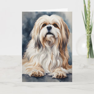 Aquarell-Porträt Süßer Shih Tzu Hund Blank Karte