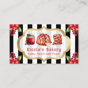 Aquarell-Preiselbeerkuchen und Marmelade Bäckerei  Visitenkarte