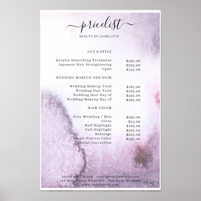 Aquarell-Preisliste Poster (Vorne)