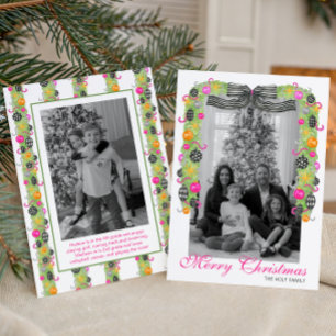Aquarell-Preppy-Bright-Christmas-Girlande-Foto Feiertagskarte