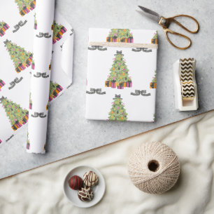 Aquarell Preppy Bright Glamour Weihnachtsbäume Geschenkpapier