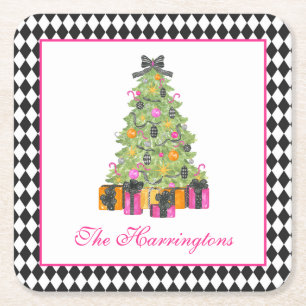 Aquarell Preppy Bright Glamour Weihnachtsfeier Rechteckiger Pappuntersetzer
