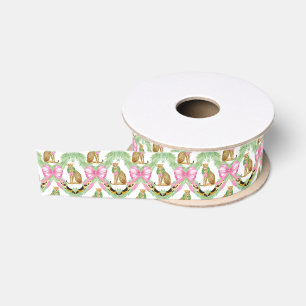 Aquarell-Preppy-Leoparden-Girlande Weihnachten Ripsband