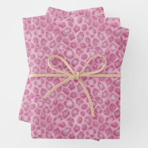 Aquarell Preppy Rosa Leopardenprint Geschenkpapier Set