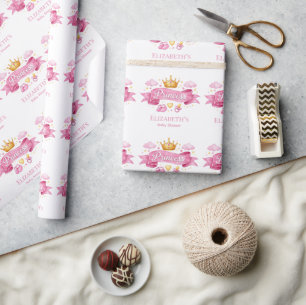 Aquarell Prinzessin Rosa Mädchen Baby-Party Geschenkpapier
