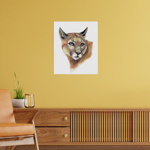 Aquarell Puma Berglöwe Tierkunst Poster