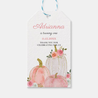 Aquarell Pumpkin Pastell Pink Rose Geburtstag Geschenkanhänger