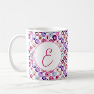 Aquarell-Punkte-Blumen-Muster-Monogramm Kaffeetasse
