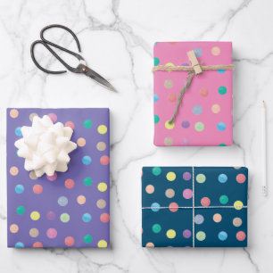 Aquarell-Punkte handgemaltes farbenfrohes Muster  Geschenkpapier Set