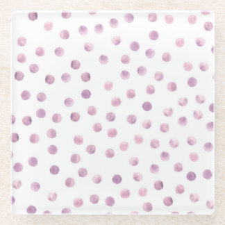 Aquarell-Punkte, rosa geometrischer Hintergrund. Glasuntersetzer