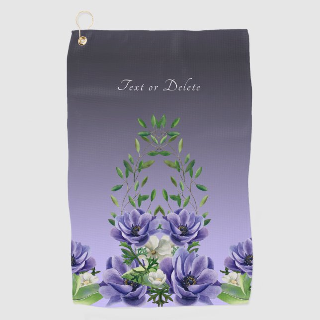 Aquarell Purple Blumen Golf Handtuch (Vorderseite)