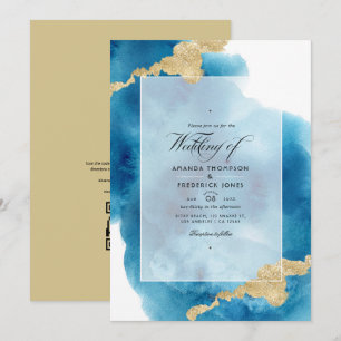 Aquarell-QR-Code-RSVP-Strandhochzeit Einladung