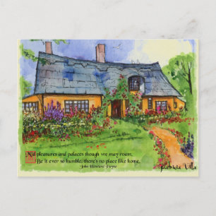 Aquarell Quaint English Hütte Garden Postkarte